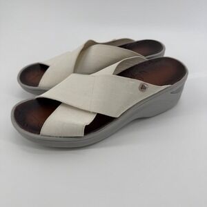 Zees Women's Desire White Crisscross Wedge Sandals Size 9M‎